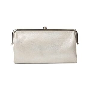 HOBO Lauren Clutch Wallet - Soft Leather Construction with Kiss Lock Closure, Interior Zipper Pocket, and Card Slots Silver 1 One Size One Size