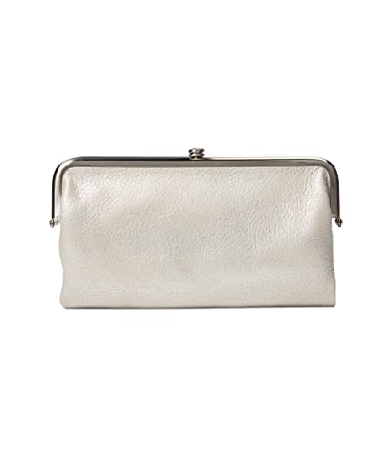 HOBO Lauren Clutch Wallet - Soft Leather Construction with Kiss Lock Closure, Interior Zipper Pocket, and Card Slots Silver 1 One Size One Size