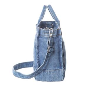 AOCINA Denim Purse Jean Travel Tote Bags for Women Beach Bag Denim Purses and Handbags for Teen Girls Women (Small E-Light Blue)