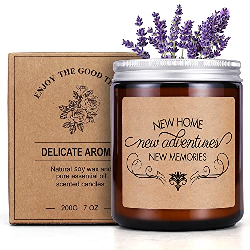 UOKPT House Warming Gifts New Home - Lavender Scented Candle Unique Housewarming Gift for First Apartment Welcome Home Presents Ideas for Women Men Moving Gift for Homeowner Neighbor Best Friend