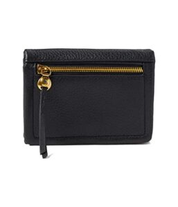 hobo lumen medium bifold wallet for women – snap button flap closure with genuine leather construction, compact and handy wallet black one size one size