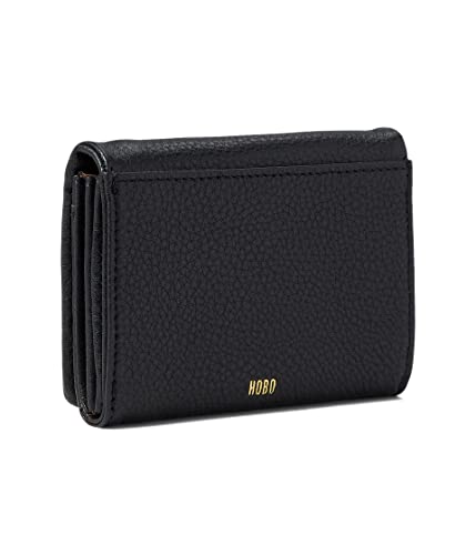 HOBO Lumen Medium Bifold Wallet For Women - Snap Button Flap Closure With Genuine Leather Construction, Compact and Handy Wallet Black One Size One Size