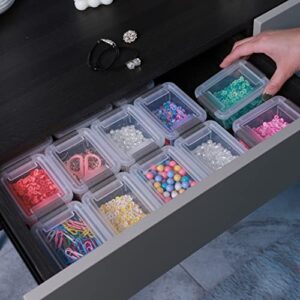 Citylife 20 Packs 0.18 QT Plastic Bead Organizers & 6 Packs 3.2 QT Small Storage Bins with Lids Storage Containers for Organizing Stackable Clear Storage Boxes