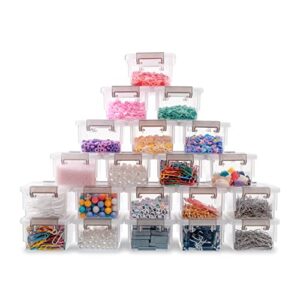 Citylife 20 Packs 0.18 QT Plastic Bead Organizers & 6 Packs 3.2 QT Small Storage Bins with Lids Storage Containers for Organizing Stackable Clear Storage Boxes