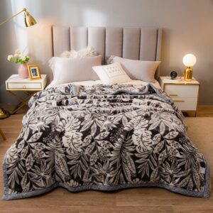 Korean Mink Blanket Plush Blanket Twin Size 60" x 80",5 Pounds Heavy Fleece Blanket Silky Soft Warm 2 Ply Cat Family Blue Throw A&B Printed Raschel Bed Blanket
