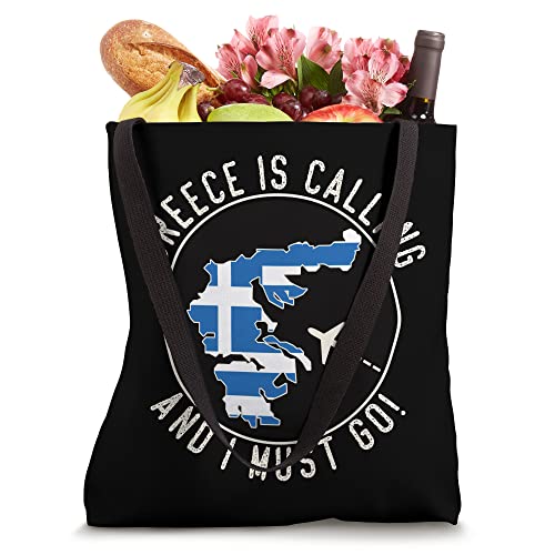 Greece Is Calling And I Must Go, Flag of Greece Tote Bag