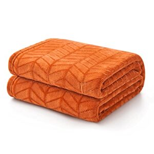 Excervent Soft Flannel Fleece Throw Blanket (Burnt Orange, 50x70 inches) Lightweight Microfiber Chevron Pattern Blankets for Sofa, Couch, Bed - Fluffy Warm Cozy Decorative