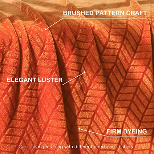 Excervent Soft Flannel Fleece Throw Blanket (Burnt Orange, 50x70 inches) Lightweight Microfiber Chevron Pattern Blankets for Sofa, Couch, Bed - Fluffy Warm Cozy Decorative