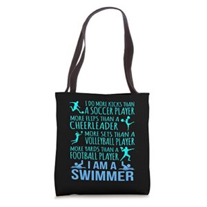 i am a swimmer funny swimming swim coach men women graphic tote bag