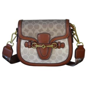small crossbody bags for women – leather purse handbag – fashion design – golden buckle (light brown)