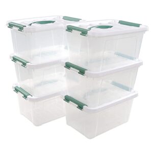 jandson 5.5 l clear latch box with handle, 6 packs plastic storage container bin