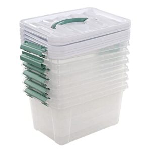 Jandson 5.5 L Clear Latch Box with Handle, 6 Packs Plastic Storage Container Bin