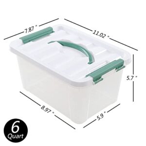 Jandson 5.5 L Clear Latch Box with Handle, 6 Packs Plastic Storage Container Bin