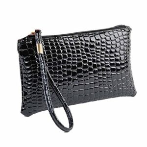 women pu leather clutch handbag bag coin purse,birthday women girl gifts (black, one size)