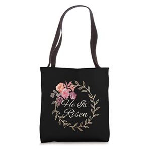 he is risen t religious easter t he is risen graphic tee tote bag