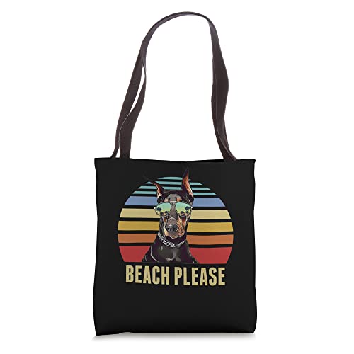 Beach Please Doberman Dog Funny Summer Tote Bag