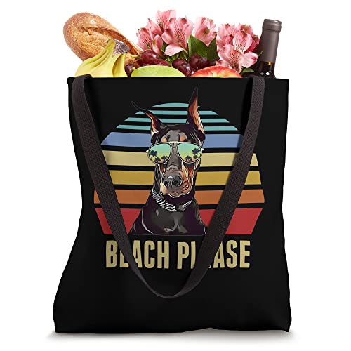 Beach Please Doberman Dog Funny Summer Tote Bag