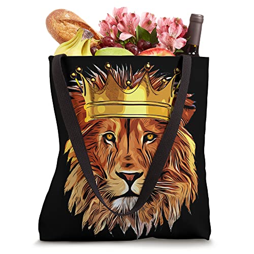 Lion Gifts For Girls Men Kids Large Lion Head Crown Art Tote Bag