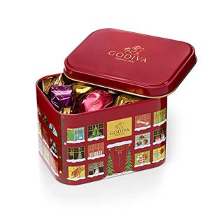 godiva chocolatier holiday 2022 15 piece g cube tin, chocolate truffle gift box – individually wrapped assorted gourmet candy – unique gift for chocolate lovers, 4.3 ounces