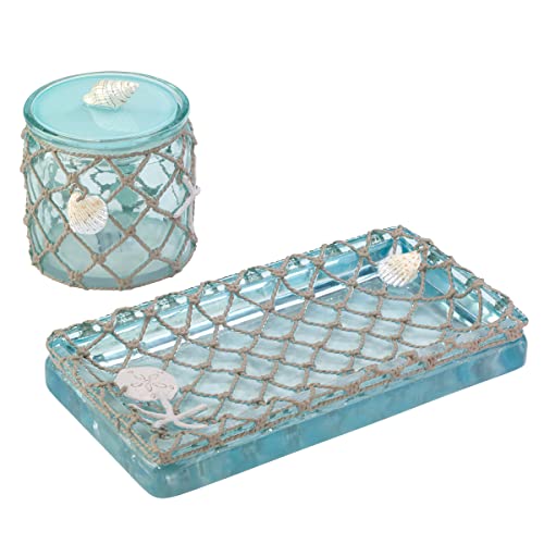 Avanti Linens - Decorative Tray, Resin Countertop Organizer, Beach Inspired Bathroom Accessories (Seaglass Collection)