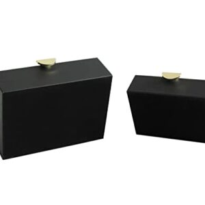 HofferRuffer Faux Leather Jewelry Boxes, Decorative Boxes Storage Accessory Organizer with Gold Hardware Decor, Classic Vegan Leather Set of 2 Pieces (Black)