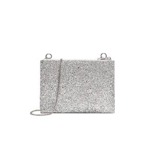 LAM GALLERY Sparkling Silver Evening Clutch Handbag Bling Small Crossbody Chain Bag Glitter Shoulder Tote Bag for Womens - Chain Style