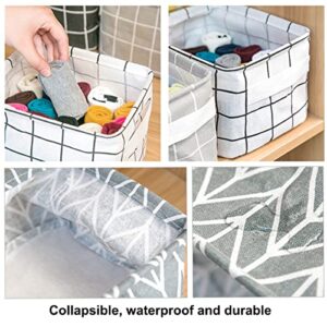 Abgream Foldable Storage Basket - Set of 6 Small Collapsible Canvas Containers Organizers with Handle for Home Decor or Storing Toys, Keys, Sundries, Little Crafts. (Style C)