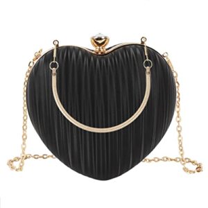 goclothod heart shape purse pu leather tote chain shoulder bag party clutch handbags
