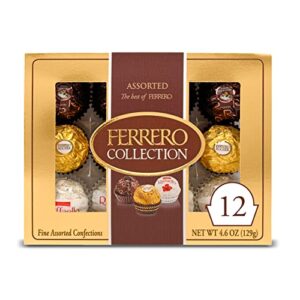ferrero collection premium gourmet assorted hazelnut milk chocolate, dark chocolate and coconut, mother’s day gift, 4.6 oz, 12 count