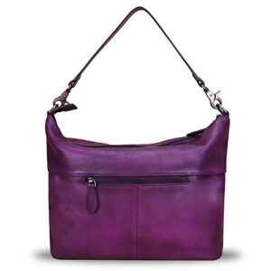 Genuine Leather Handbags for Women Handmade Purses Top Handle Shoulder Bag Vintage Style Real Leather Crossbody Hobo Satchel (Purple)