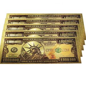 gold foil 1 million dollar bill bookmark, 5 pack colored gold banknote us dollar bill note one million 24k gold foil banknotes wonderful craft for collection