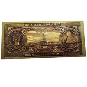Gold Foil 1 Million Dollar Bill Bookmark, 5 Pack Colored Gold Banknote US Dollar Bill Note One Million 24k Gold Foil Banknotes Wonderful Craft for Collection