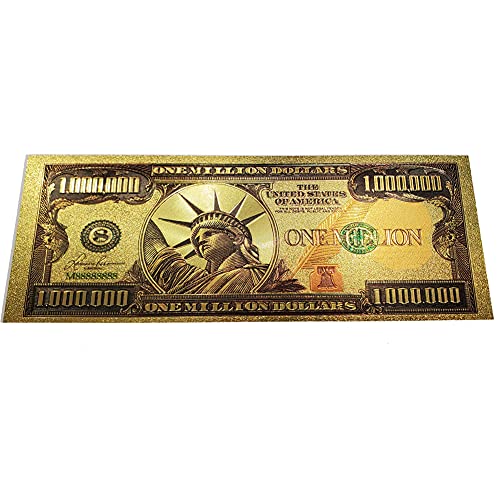 Gold Foil 1 Million Dollar Bill Bookmark, 5 Pack Colored Gold Banknote US Dollar Bill Note One Million 24k Gold Foil Banknotes Wonderful Craft for Collection