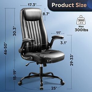DEVAISE Computer Office Chair, High Back Ergonomic Desk Chair with Adjustable Flip-up Armrests, Lumbar Support and Thick Headrest, Executive Suede Fabric Swivel Task Chair, Black