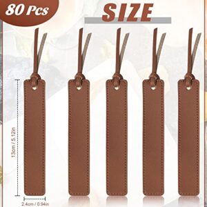 80 Pieces Brown Leather Bookmarks Handmade Genuine Leather Page Markers Personalized Leather Bookmarks for Book Reading Bookworm Book Lovers Readers Writers Accessories