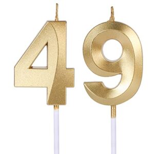 gold 49th & 94th birthday candles for cakes, number 49 94 candle cake topper for party anniversary wedding celebration decoration