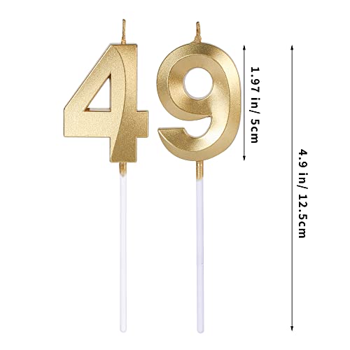 Gold 49th & 94th Birthday Candles for Cakes, Number 49 94 Candle Cake Topper for Party Anniversary Wedding Celebration Decoration