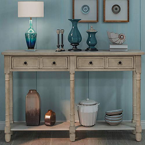 HOUAGI Console Table with 2 Storage Drawers and Bottom Shelf,Retro Entryway Table,Sofa Table Entrance Table for Entryway,Hallway,Living Room,Foyer, Corridor,Office,Easy Assembly