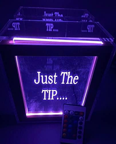 Custom Tip Box Raffle Fund Raiser Donation Wedding Storage Tips Jar Personalized Free Engraved LED Lights Up 16 Color Changing Free Standing 7"W x 8.5"H Acrylic Large Container