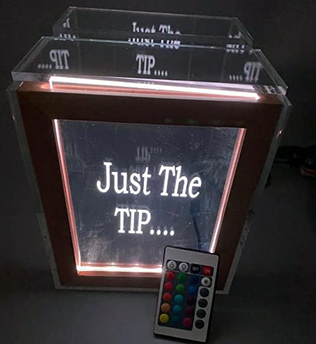 Custom Tip Box Raffle Fund Raiser Donation Wedding Storage Tips Jar Personalized Free Engraved LED Lights Up 16 Color Changing Free Standing 7"W x 8.5"H Acrylic Large Container