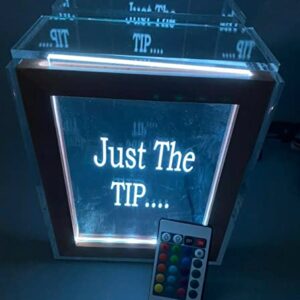 Custom Tip Box Raffle Fund Raiser Donation Wedding Storage Tips Jar Personalized Free Engraved LED Lights Up 16 Color Changing Free Standing 7"W x 8.5"H Acrylic Large Container