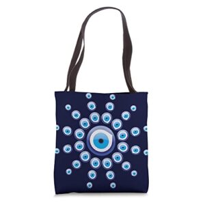 blue evil eye greek symbol talisman protection against evil tote bag