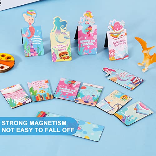 MWOOT 24Pcs Mermaid Magnetic Bookmarks for Kids, Cute Magnet Book Markers Kit for Book Lovers, Ocean Design Magnetic Page Marker Bookmark Supplies for Students Reading Lovers(12 Styles,4.5x3CM)