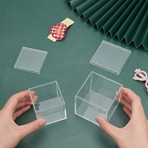 arricraft 4 Pcs 2 Sizes Clear Plastic Square Cube, Small Acrylic Box with Lid Recyclable Gift Boxes for Candy, Hair Clip, Jewelry Accessories