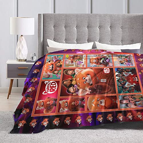 Anime Panda Red Blanket Ultra Soft Throw Blanket for Couch Sofa Bed for Adults Kids 50"X40"