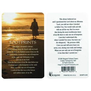 footprints poem golden brown beach 4 x 3 cardstock prayer card pack of 12