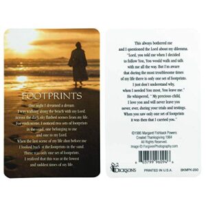 Footprints Poem Golden Brown Beach 4 x 3 Cardstock Prayer Card Pack of 12