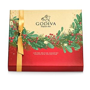 godiva chocolatier holiday 2022 chocolate gift box – 19 piece assorted gourmet dark, milk and white chocolates, 1 gift box – limited edition gift set for chocolate lovers