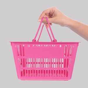 POPETPOP Shopping Basket, Grocery Baskets With Handles, Shelf Baskets, Merchandise Storage Basket Stackable Basket Set with Handles for Shop Home Storage, Shopping Baskets for Retail Store