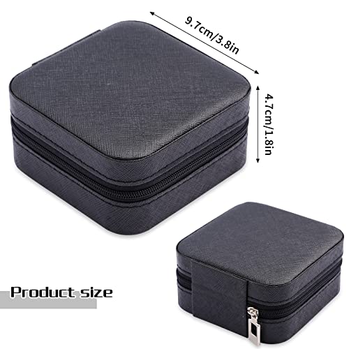 Portable Travel Mini Jewelry Box Leather Jewellery Ring Organizer Case Storage Gift Box Girls Women (4pcs black).